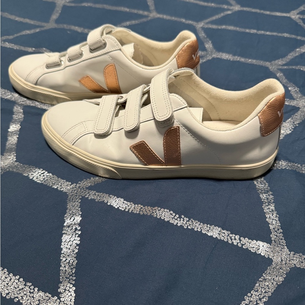 MAKE AN OFFER! Veja Recife White and rose gold Velcro Sneakers